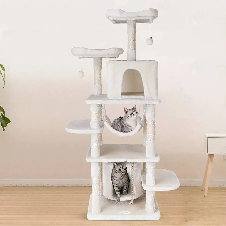 Torre para Gatos Grande 170cm Poste Rascador Casa de Juegos de Cinco Niveles