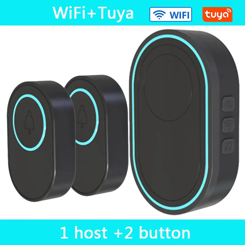 Wireless Doorbell Tuya App &ndash; Waterproof Design And LED Black WiFi 2 / EU Plug