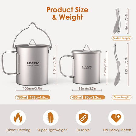 Ultralight 750ml Titanium Pot &ndash; Ultra Lightweight Camp Mug 02