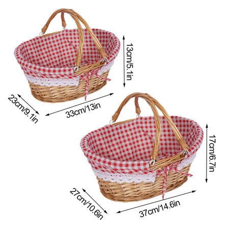Woven Rattan Picnic Basket &ndash; Folding Handle Portable