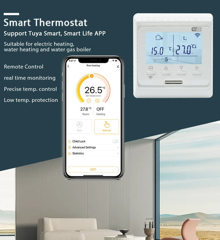 WiFi Floor Heating Thermostat 220V 16A &ndash; App Remote Control