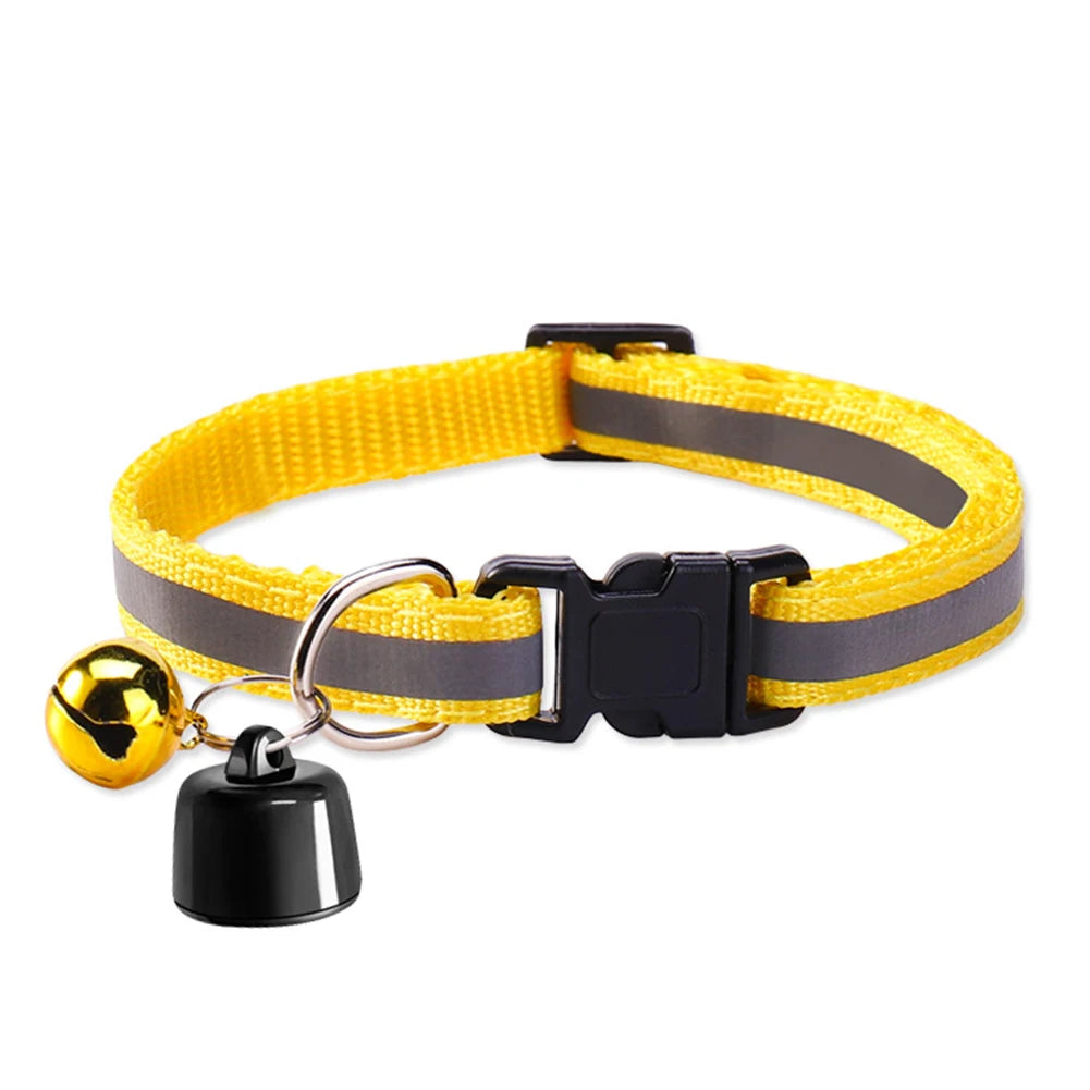 Mini GPS Tracker Cat Collar &ndash; Waterproof Reflective Pattern Yellow