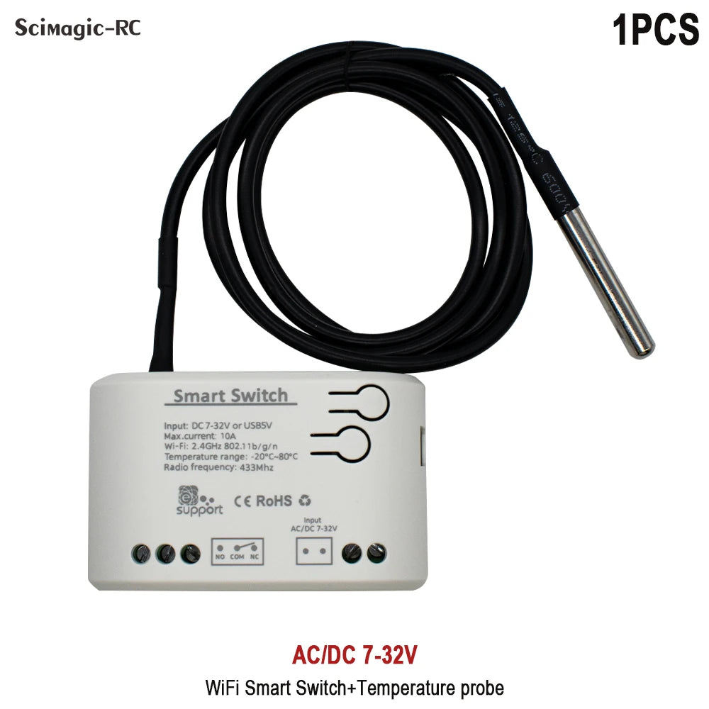 Ewelink WiFi Smart Temperature Switch with Energy Monitoring AC DC 7-32V