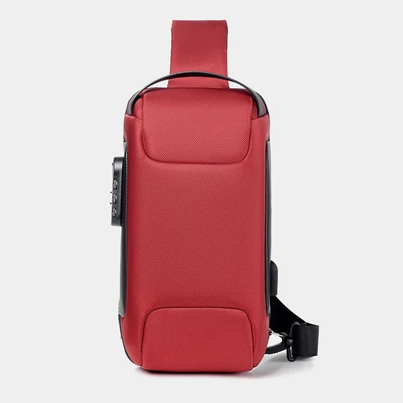 Clyine Men's Anti-Theft USB Crossbody Bag - Waterproof Oxford Travel Pack red / 16 x 9.5 x33 cm