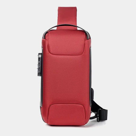 Clyine Men's Anti-Theft USB Crossbody Bag - Waterproof Oxford Travel Pack red / 16 x 9.5 x33 cm