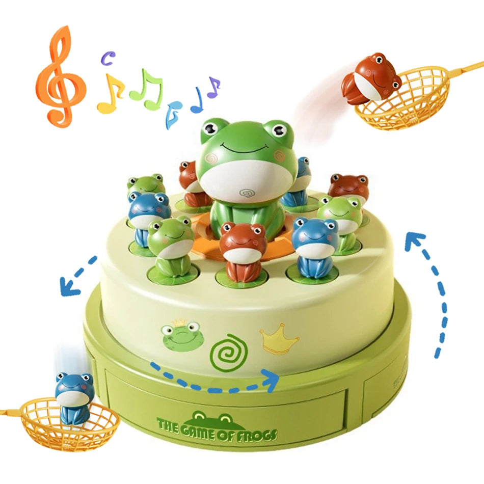 Cartoon Rotating Frog Catcher Toy &ndash; Fun Musical Launching Game Frog with box