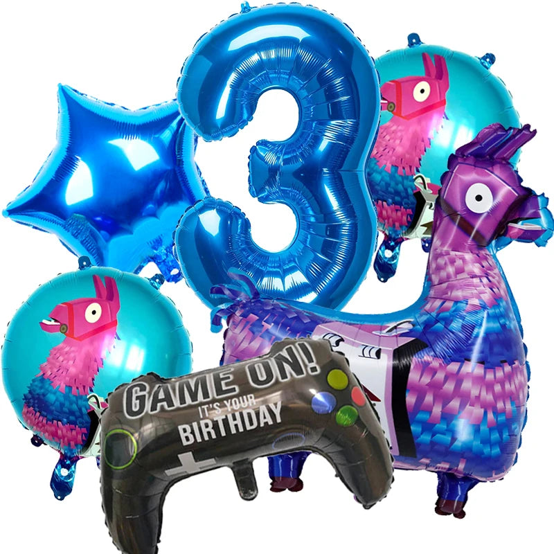 Fortnition Themed Birthday Party Supplies - Cartoon Alpaca &amp; Llama Decorations Balloons-6pcs-3 / CHINA