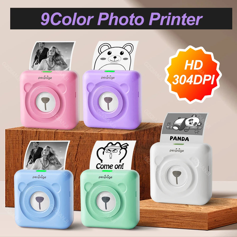7 Krāsas PeriPage A6 304DPI Mini Foto Printeris Bluetooth Pārnēsājamais Etiķešu Printeris