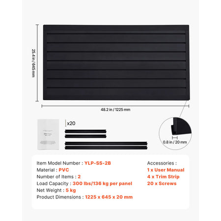 VEVOR Slat Wall Panels &ndash; Easy Install For Garage Storage Black / 4 x 4ft  16sq.ft / UNITED KINGDOM