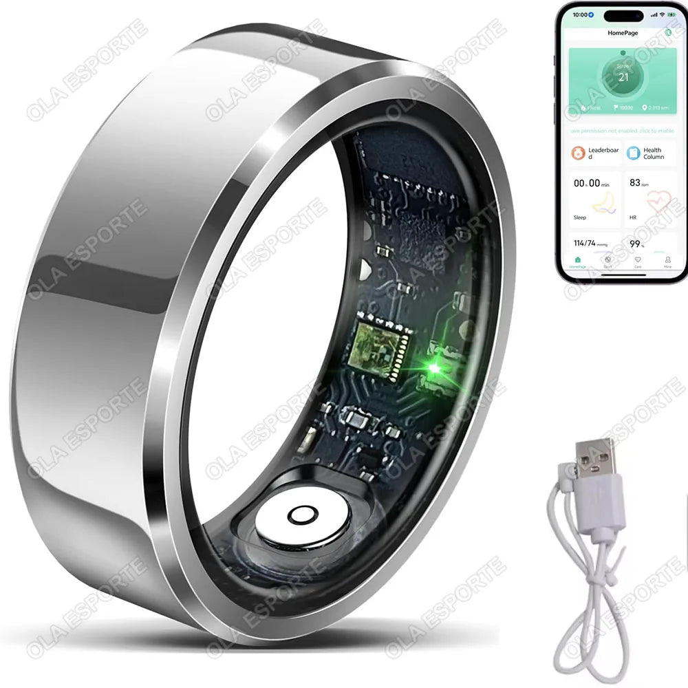 2025 Smart Ring for Xiaomi - Heart Rate &amp; Blood Oxygen Monitor, Waterproof, Multi-Sport Mode Silver / 9