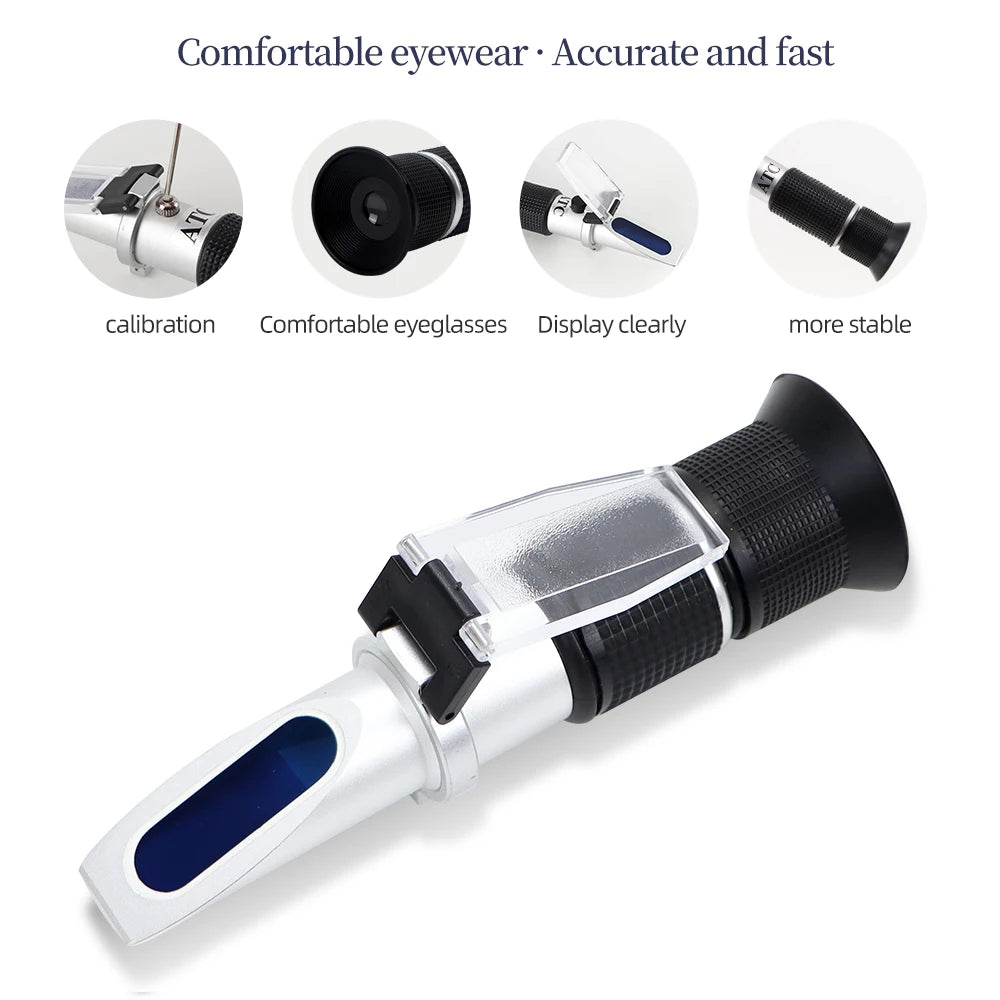 Refractometer Percentage HandHeld Sugar Refractometer 28-62% ATC Brix Tester Sugar Meter High ...