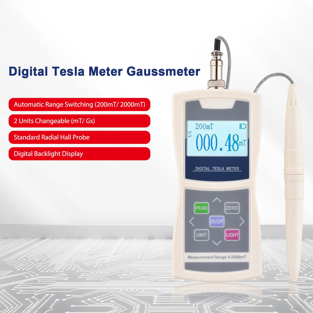 Using Tesla Meter Digitale Tesla Meter Gaussmeter 200mT/2000mT Standaard Radiale Hall ...