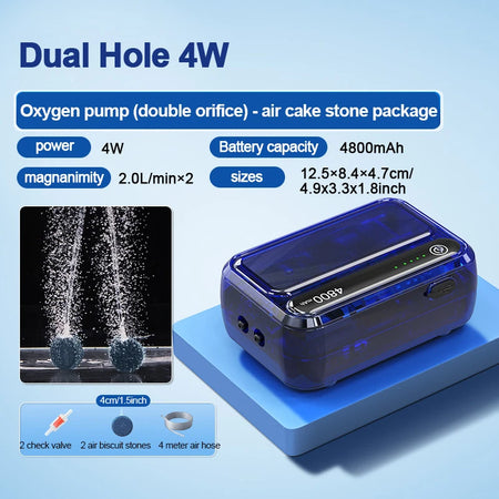 4800mAh Aquarium Oxygen Pump USB Charger &ndash; Ultra Portable 4W gas cake stone