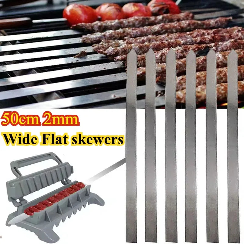 Premium 50cm Stainless Steel BBQ Skewers for Perfect Grilling