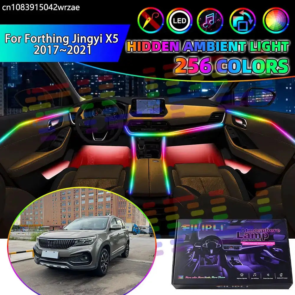 For Forthing Jingyi X5 2017~2021 MK2 2018 RGB Car Interior Ambient Lights Strips Breathing Lighting Kit App Control LED strips by InterCyprus Trading Ltd