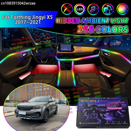 For Forthing Jingyi X5 2017~2021 MK2 2018 RGB Car Interior Ambient Lights Strips Breathing Lighting Kit App Control LED strips by InterCyprus Trading Ltd