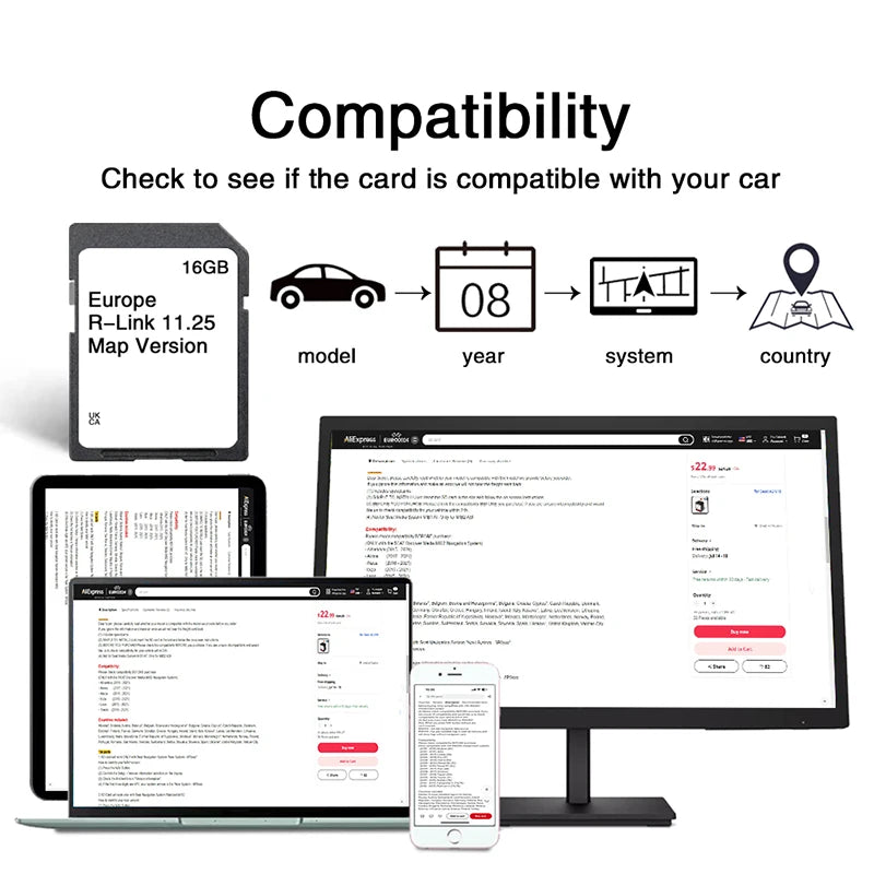 R-LINK 11.25 &ndash; Europe Maps Plug and Play Sat Nav Card