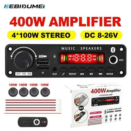 KEBIDUMEI 400W Amplifier Bluetooth MP3 WMA APE Decoder Board DC8-26V Car Audio Microphone USB TF FM Radio DIY Mp3 Music Player by InterCyprus Trading Ltd