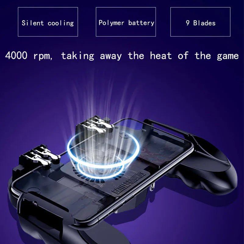 Smartphone Game Trigger Controller with Cooling Fan for FPS PUBG - iOS &amp; Android