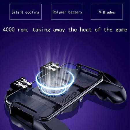 Smartphone Game Trigger Controller with Cooling Fan for FPS PUBG - iOS &amp; Android