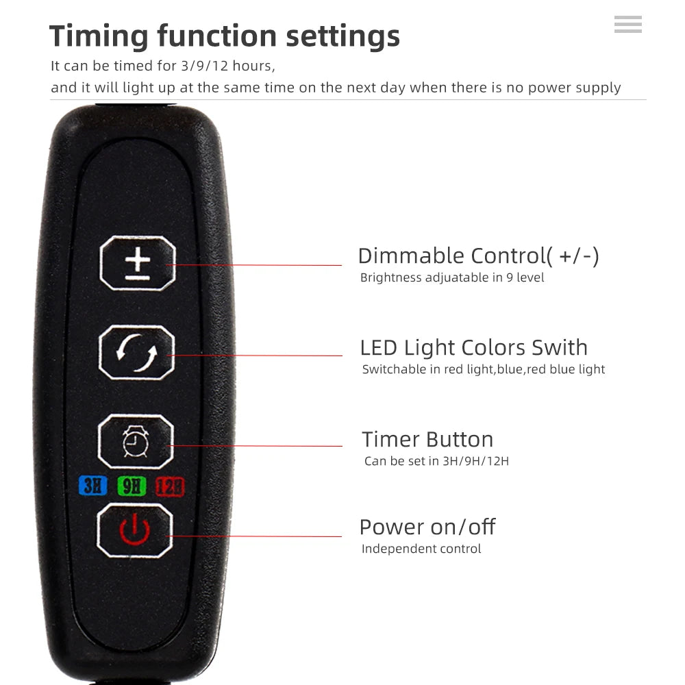 Full Spectrum LED Plant Grow Light &ndash; Timing Function