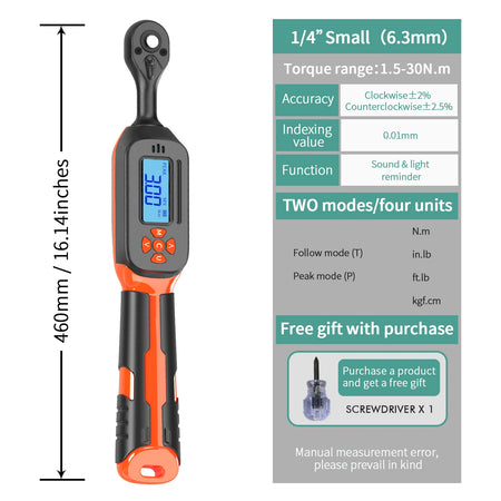 MOVECRAB Digital Torque Wrench 1.5-340N.m &ndash; High Precision with Buzzer and LED Notification 1.5-30N.m