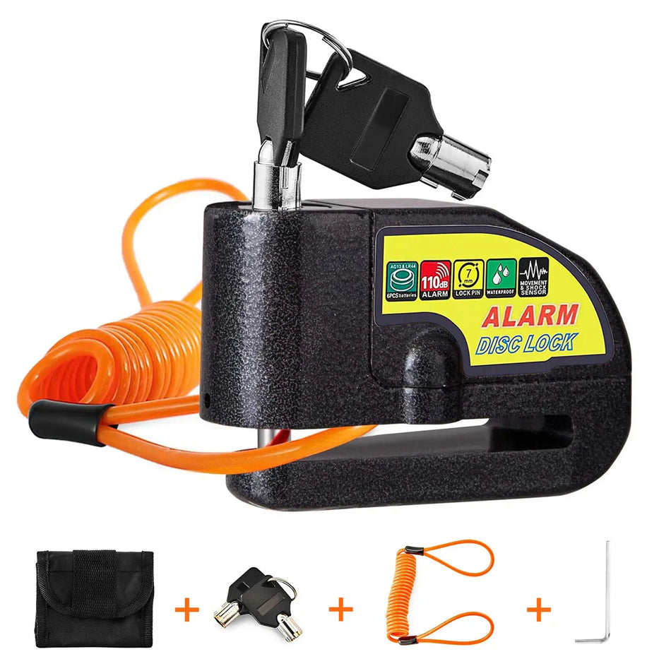 110dB Συναγερμός Δίσκου Κλειδώματος για Μοτοσυκλέτα και Ποδήλατο, Αντικλοπικό Ασφαλείας Κράμα