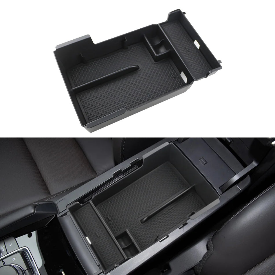 Armrest Storage Box for Mazda 3 Axela Direct Replacement Durable ABS Plastic Rubber-Backed