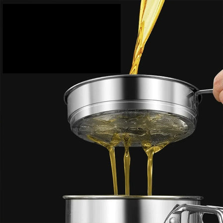1.4 L Stainless Steel Oil Strainer &ndash; Fine Mesh With Lid