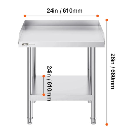Stainless Steel Work Table Adjustable Height 24 x 24 in / United States