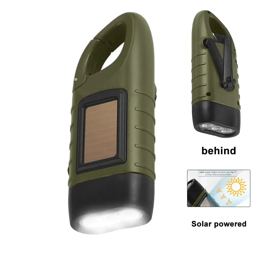 Solar Hand Crank LED Flashlight Survival Dynamo For Hiking flashlight