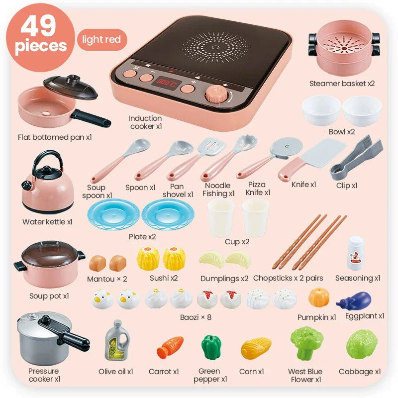 Play House Set &ndash; Imaginative Kitchen Role Play 49pcs-red