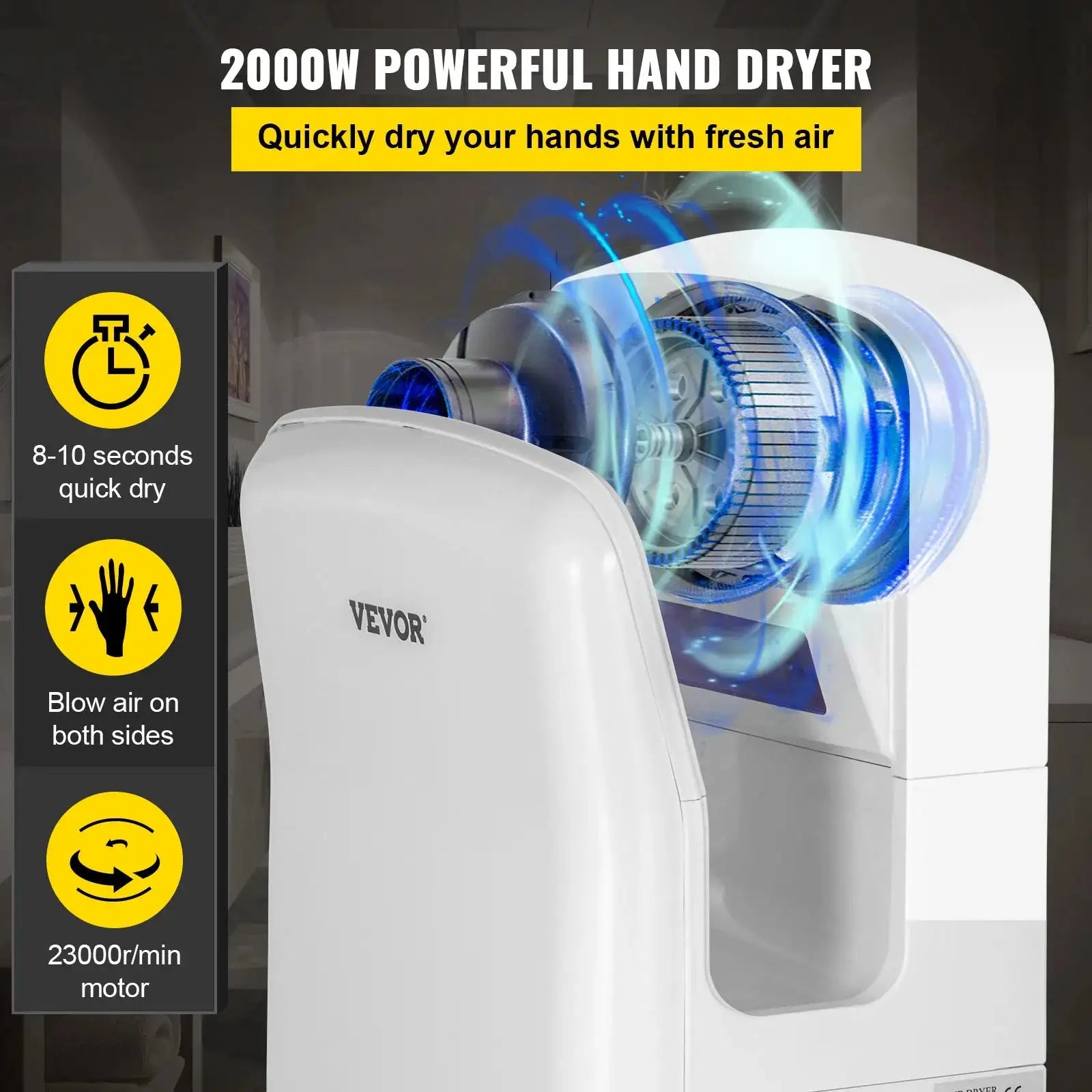 Automatic High Speed Hand Dryer Jet Washroom