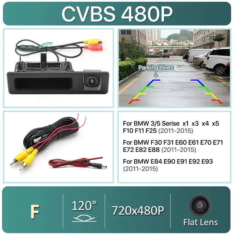 1080P Dynamic Trajectory Car Rear View Trunk Handle Camera For BMW 3 5 X1 X3 X4 X5 F10 F11 F25 F30 F31 E60 E61 E90 E91 E92 E93 by InterCyprus Trading Ltd