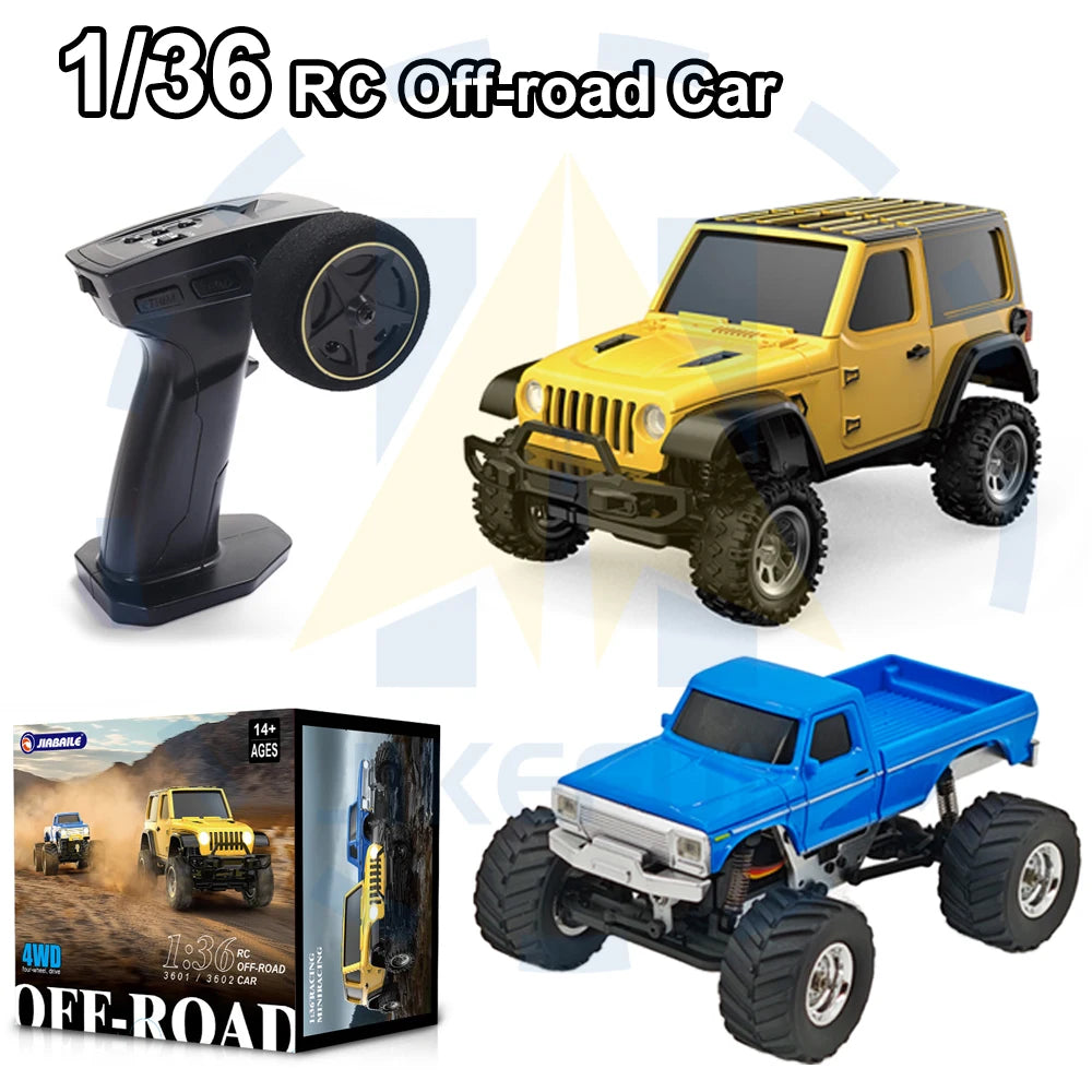 1/36 Scale RC Crawler Car 4WD Mini Remote Vehicle - LED