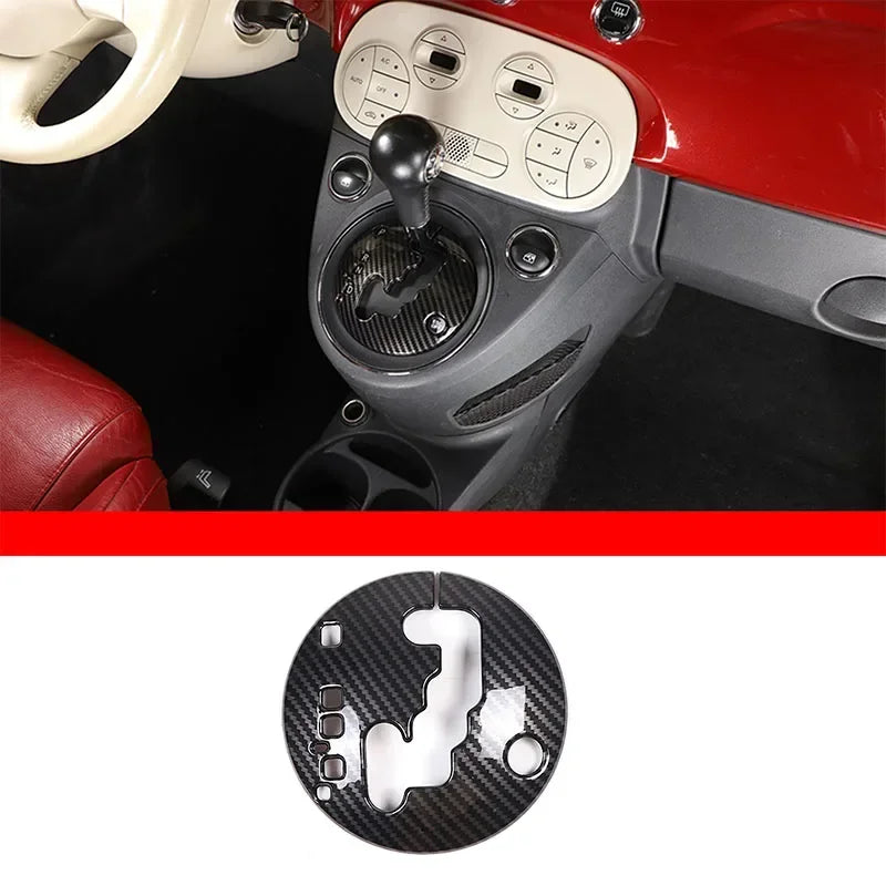 Capac cadru afișaj schimbător din fibră de carbon ABS pentru Fiat 500