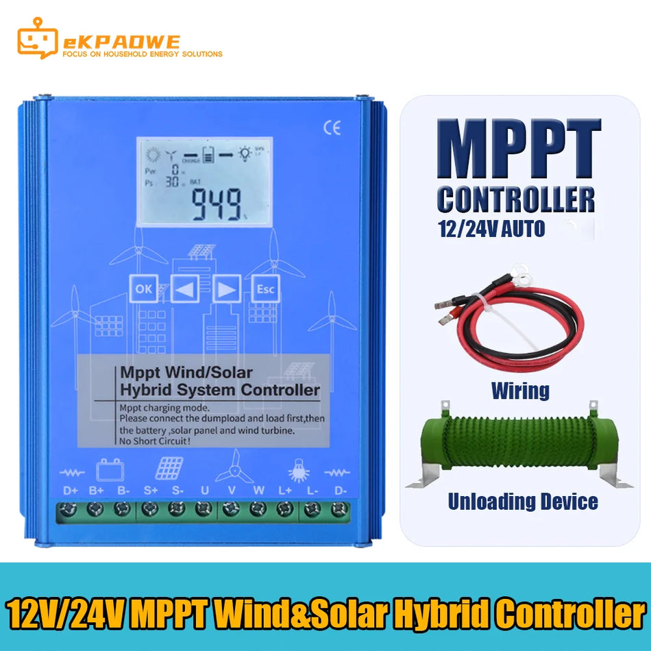 4000W MPPT Wind Solar Hybrid Charge Controller 12V 24V 48V