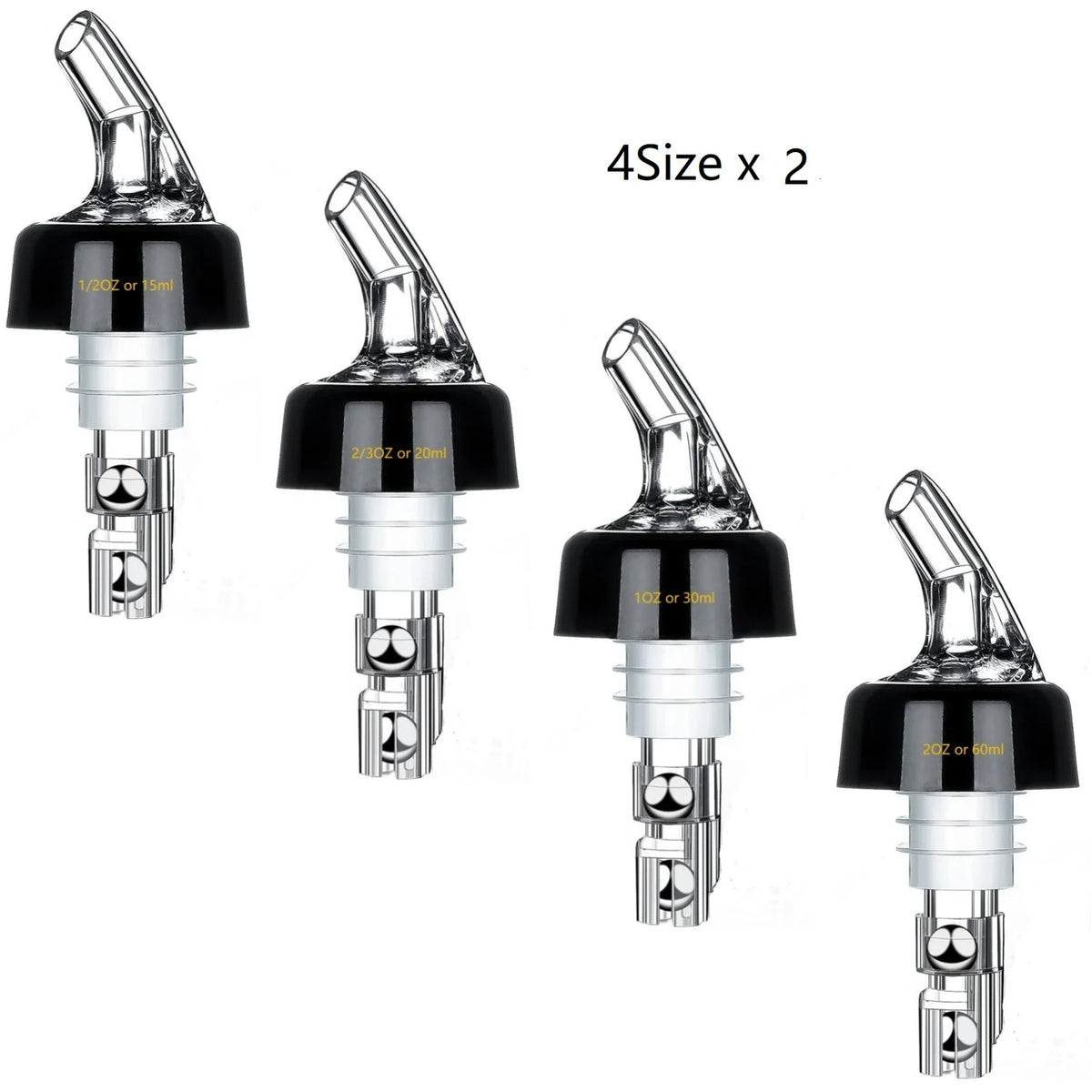 Automatic Measure Liquor Pourers &ndash; Durable Virgin Plastic 2PCS Per Size