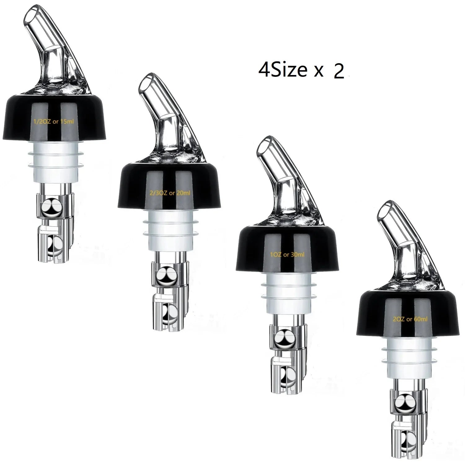 Automatic Measure Liquor Pourers &ndash; Durable Virgin Plastic 2PCS Per Size