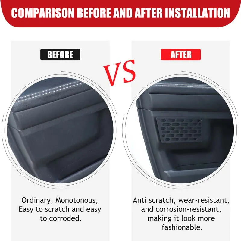 2 Peças Painel de Alumínio Preto para Rede da Porta Dianteira do Prado LC250