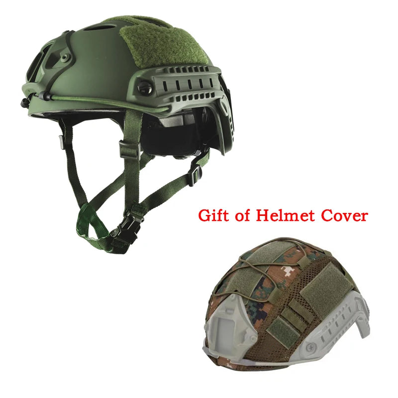 FAST Tactical Riot Helmet &ndash; Thickened ABS Protective Shell Green circular hole