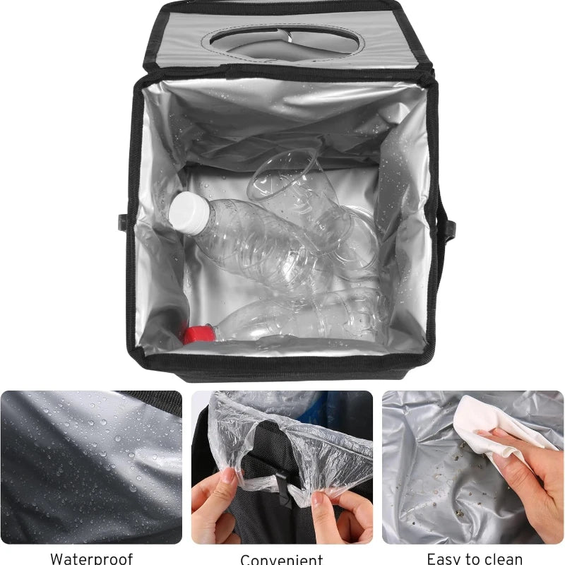 Bilskräpkorg Hopfällbar Med Lock, Vattentätt Oxfordtyg För Bilar, Lastbilar, SUV:ar, Hållbar