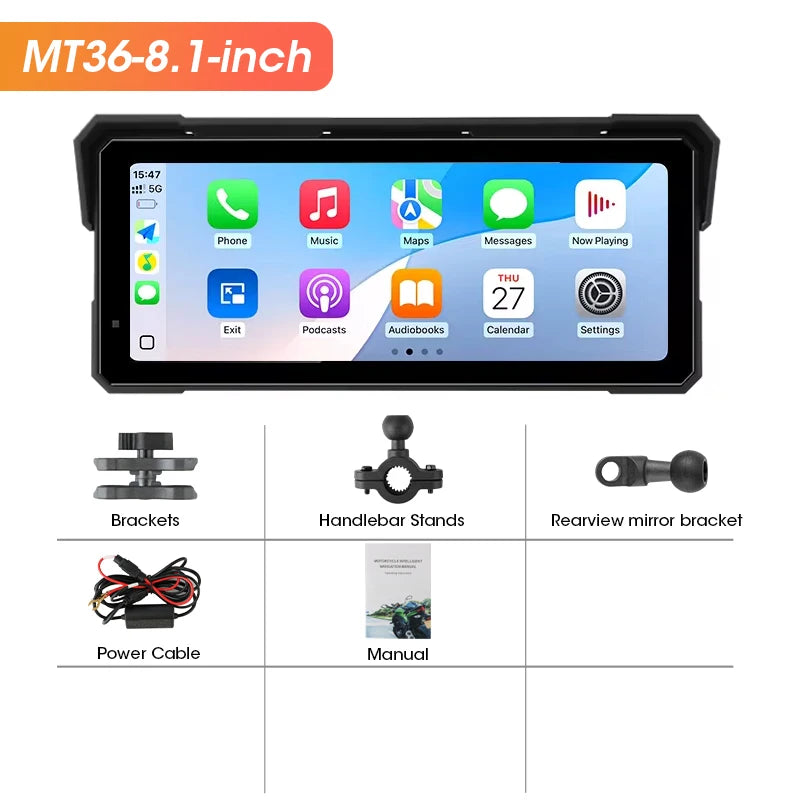 Digital Motorcycle Dashboard &ndash; Multi-Size Display with Android Auto and Carplay Support 8.1 inch