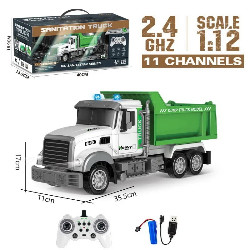 RC Car 6Ch Remote Control Garbage Truck &ndash; Realistic Sound and Light Features Dump truck