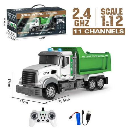 RC Car 6Ch Remote Control Garbage Truck &ndash; Realistic Sound and Light Features Dump truck