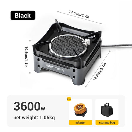 WESTTUNE Outdoor Infrared Combustion Stove &ndash; Powerful 3600W Cooking Performance Black