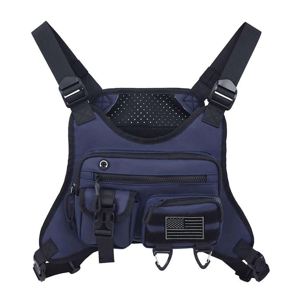 Camping Front Chest Vest Pack &ndash; Lightweight Running Pack Blue