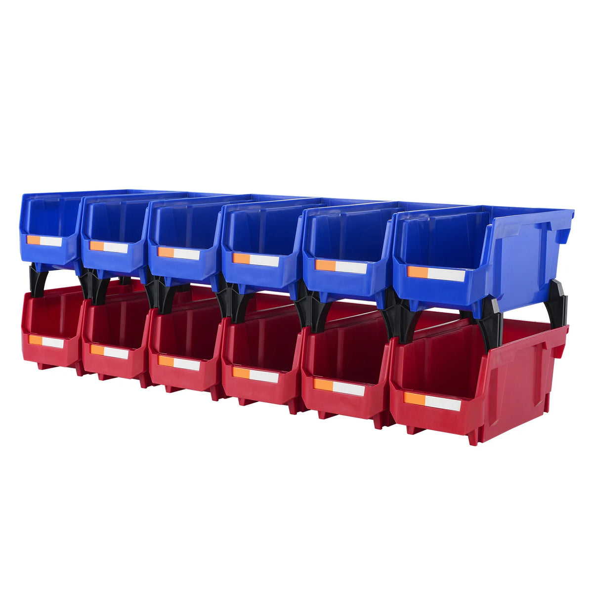 SucceBuy 12pcs Parts Bin 5x5x10in Blue Red - Stackable Bins