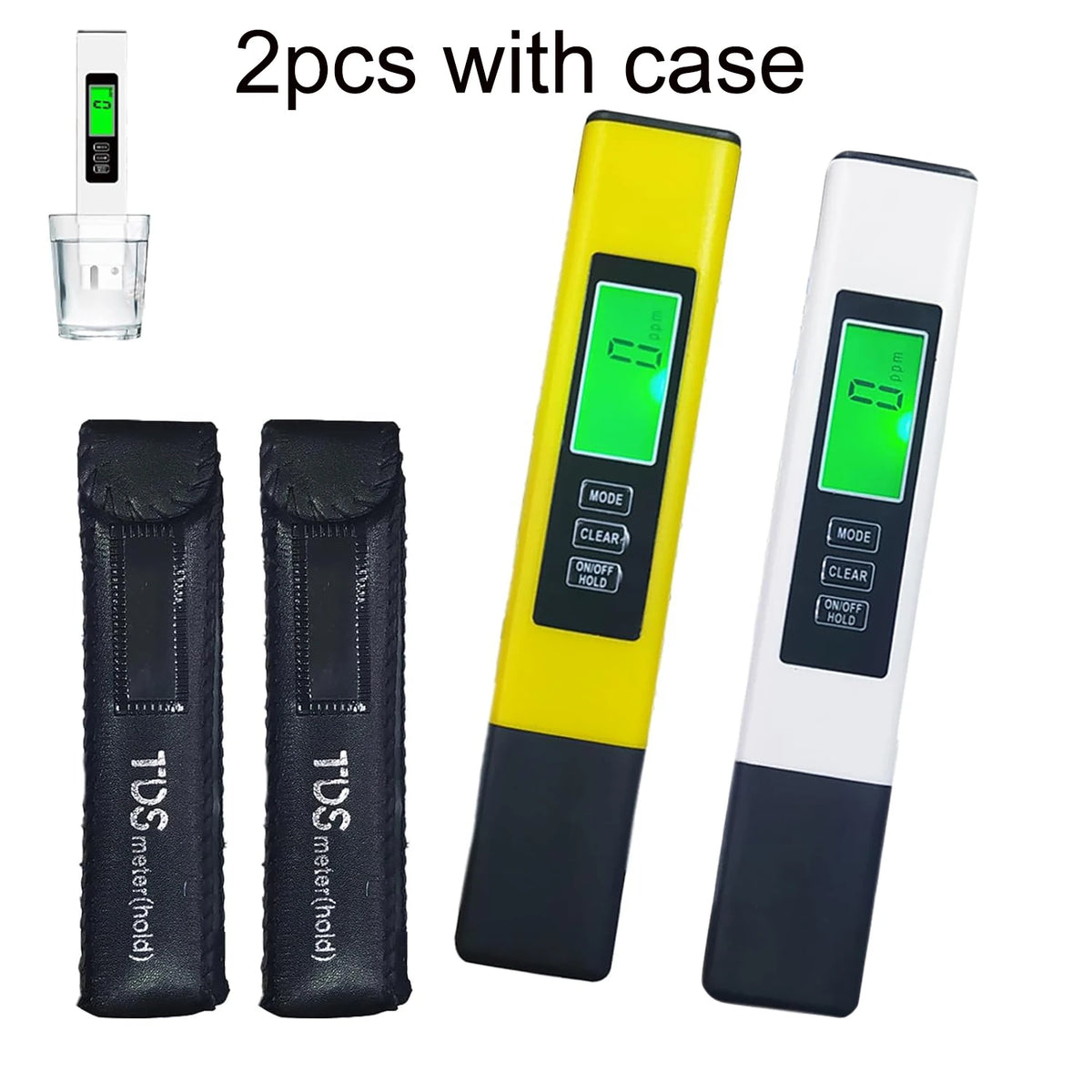 3 in 1 TDS Meter Digital Water Quality Tester for Tap, Pool, Hydroponics, and Aquarium 2 pcs / CHINA