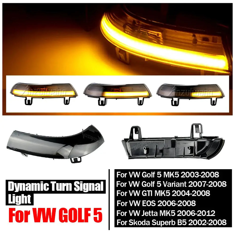 Black LED Mirror Turn Signals for VW Golf 5 MK5 Jetta Passat B6 EOS by InterCyprus Trading Ltd